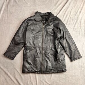 VTG Contemporary Expressions Biker Jacket Men Medium Black Lined Genuine Leather